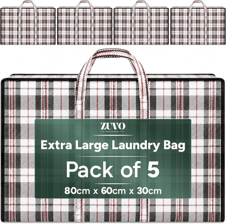 Zuvo Extra Large Laundry Bags 5 Pack with Zips, Waterproof Storage Bag Set