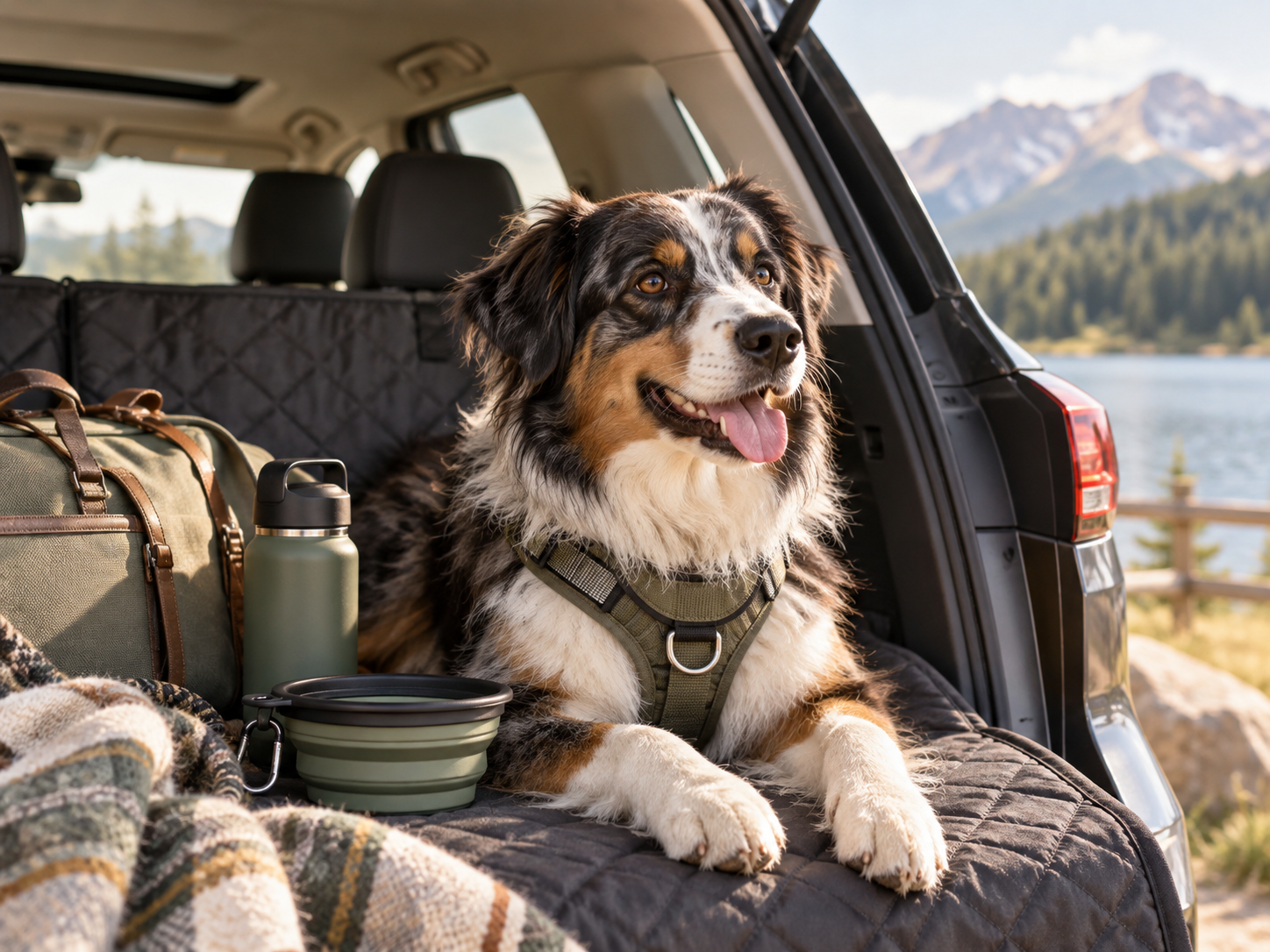Dog travelling in a car