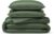 LINENWALAS 100% Organic Bamboo Double Duvet Cover Set with Zipper and Corner Ties, Soft, Cooling Quilt Cover Set, Perfect for Skincare (Double, Avocado Green)