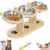 Antislip Elevated 3 Bowl Pet Feeder, Cat Bowls With Stand Tilted,Stainless Steel Raised Cat Bowl, 3-In-1 Food And Water Bowl Set for Cats, Puppy And Small Dog (Natural wood color (three bowls))